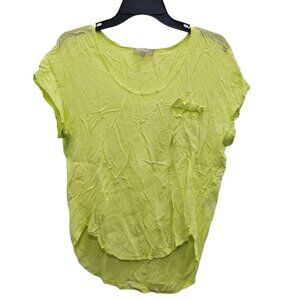Joan Vass Studio Women's Bright Neon Lime Boxy Hi-Low Modal Blend Top Size M
